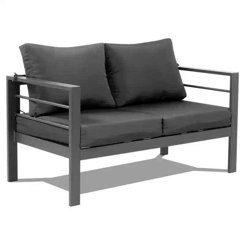 Set da esterno Karl Dark Gray in alluminio a 4 pezzi con cuscini Dark Gray