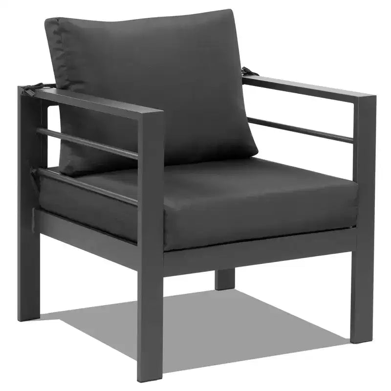 Set da esterno Karl Dark Gray in alluminio a 4 pezzi con cuscini Dark Gray