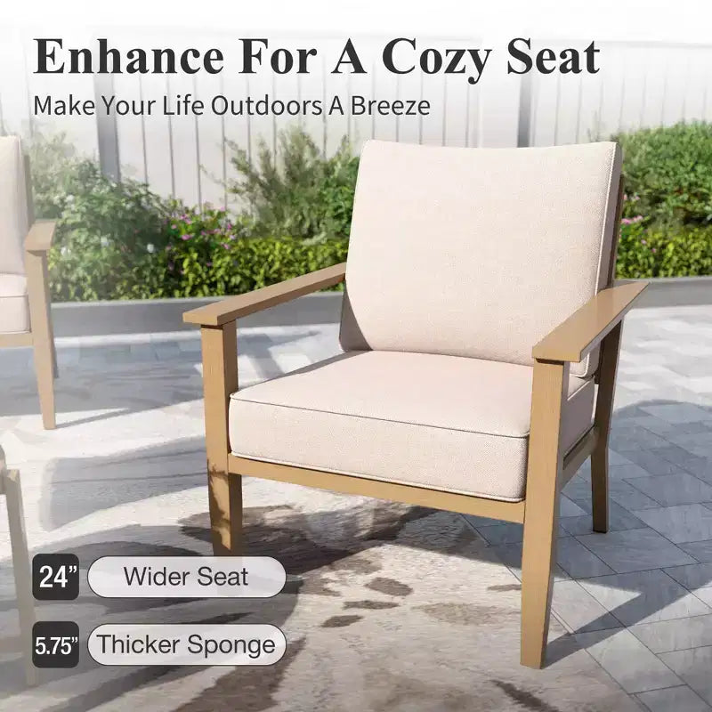 Captiva Designs Set da conversazione da esterno 7 pezzi con schienale a fascia incrociata e cuscini spessi per terrazza, giardino o bordo piscina