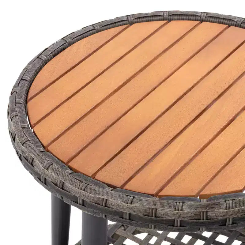 Teamson Home - Set da Esterno Reclinabile in Vimini a 3 Pezzi con Braccioli e Cuscini in Legno