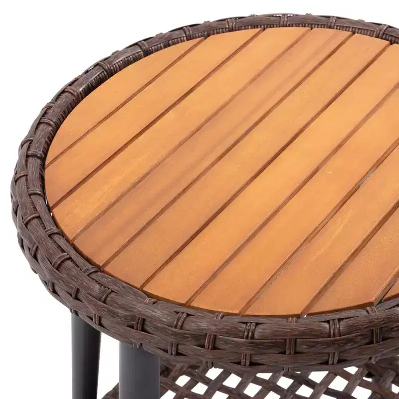 Teamson Home - Set da Esterno Reclinabile in Vimini a 3 Pezzi con Braccioli e Cuscini in Legno