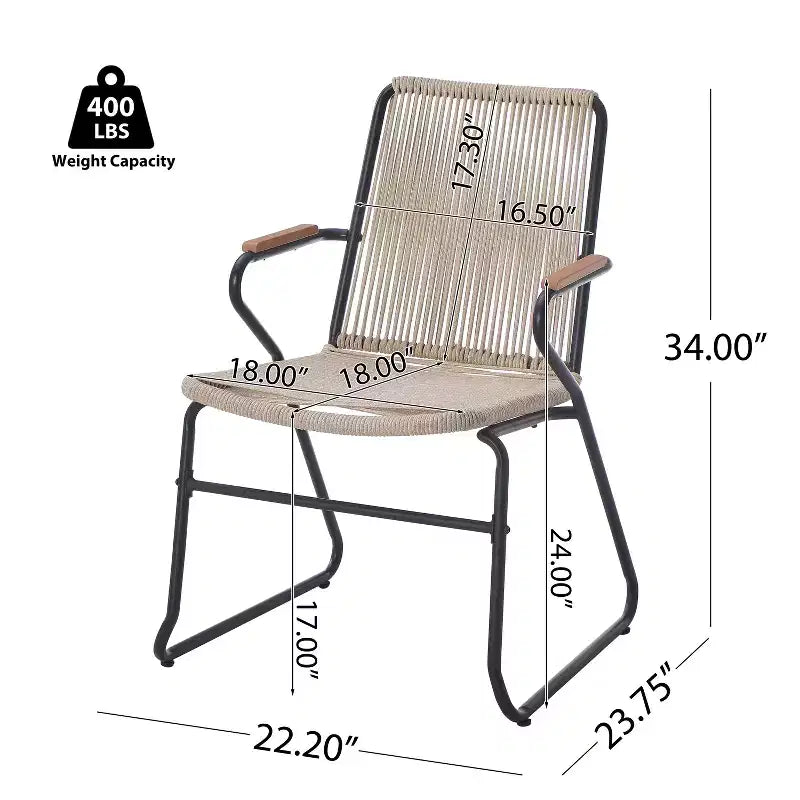 Set Salotto da Esterno Christopher Knight Home Bobby a 3 Pezzi con Intreccio in Corda, Vetro Temperato e Metallo