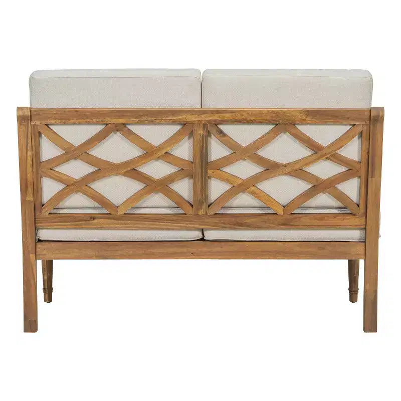Christopher Knight Home Pendry set da conversazione da esterno in 2 pezzi in legno di acacia con cuscini resistenti all'acqua