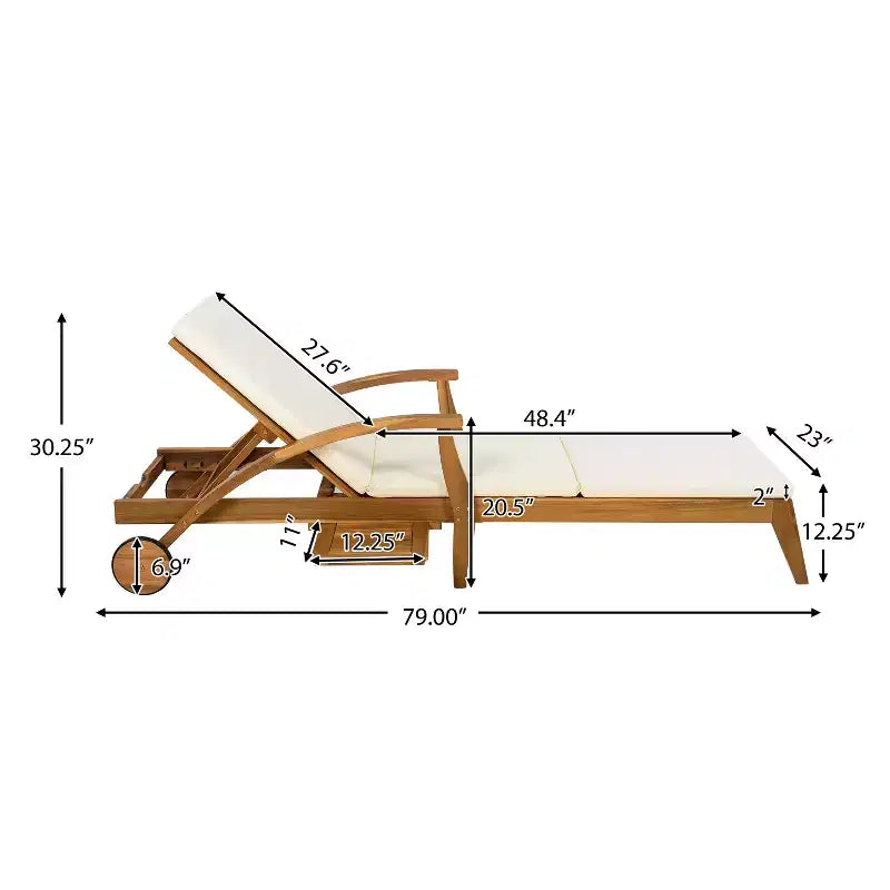 Christopher Knight Home Fred Set da 5 Pezzi, Chaise longue e tavolino d'appoggio regolabili in legno di acacia, da esterno