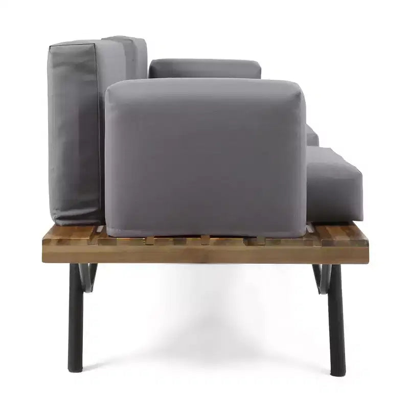 Christopher Knight Home Canoga Set da Divano e Tavolino 2 Posti da Esterno in Legno di Acacia con Cuscini