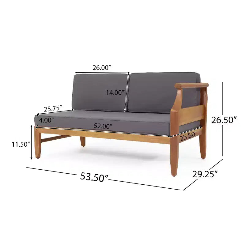 Christopher Knight Home Beate Set Divano da Esterno Rustico in Legno di Acacia 2 Pezzi con Cuscini e Schienale a Doghe Aperte