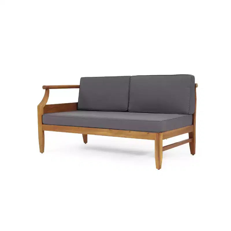 Christopher Knight Home Beate Set Divano da Esterno Rustico in Legno di Acacia 2 Pezzi con Cuscini e Schienale a Doghe Aperte