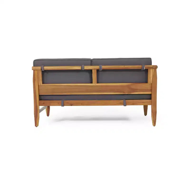 Christopher Knight Home Beate Set Divano da Esterno Rustico in Legno di Acacia 2 Pezzi con Cuscini e Schienale a Doghe Aperte