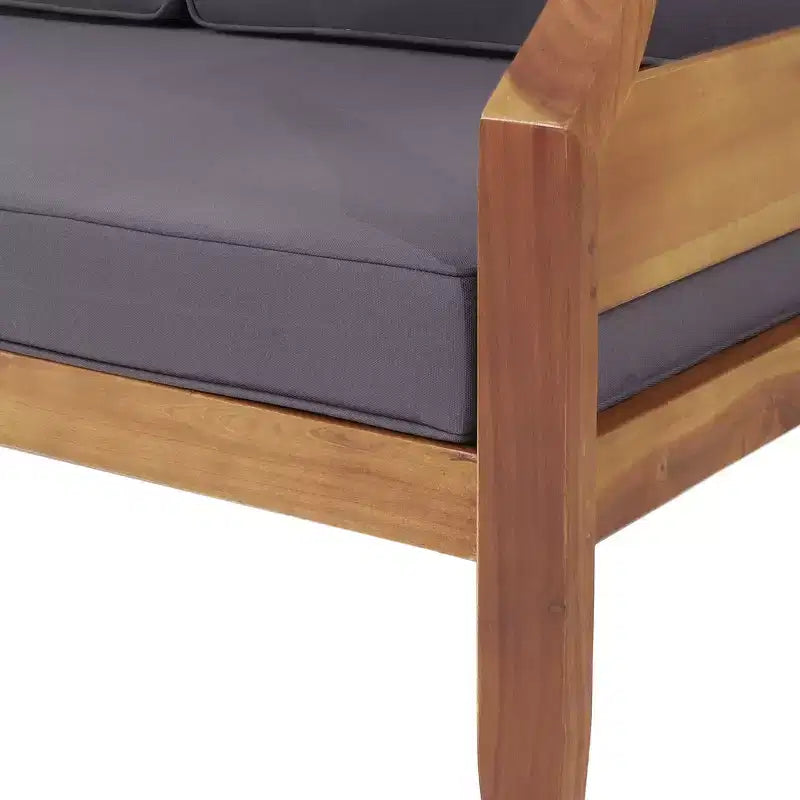 Christopher Knight Home Beate Set Divano da Esterno Rustico in Legno di Acacia 2 Pezzi con Cuscini e Schienale a Doghe Aperte
