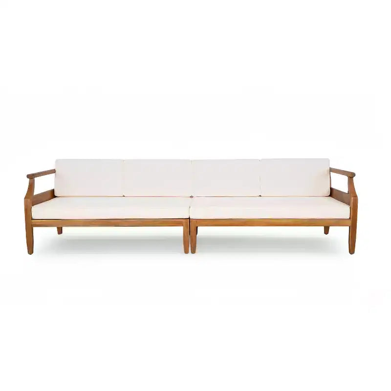 Christopher Knight Home Beate Set Divano da Esterno Rustico in Legno di Acacia 2 Pezzi con Cuscini e Schienale a Doghe Aperte