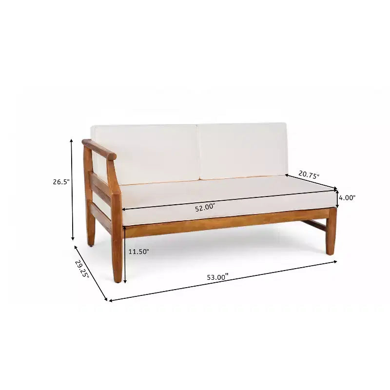 Christopher Knight Home Beate Set Divano da Esterno Rustico in Legno di Acacia 2 Pezzi con Cuscini e Schienale a Doghe Aperte
