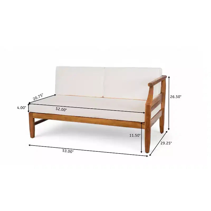 Christopher Knight Home Beate Set Divano da Esterno Rustico in Legno di Acacia 2 Pezzi con Cuscini e Schienale a Doghe Aperte