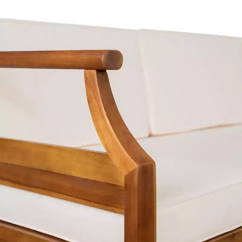 Christopher Knight Home Beate Set Divano da Esterno Rustico in Legno di Acacia 2 Pezzi con Cuscini e Schienale a Doghe Aperte