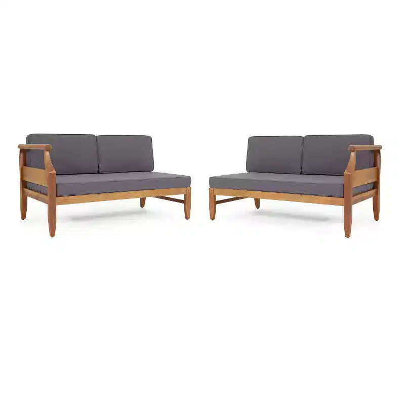Christopher Knight Home Beate Set Divano da Esterno Rustico in Legno di Acacia 2 Pezzi con Cuscini e Schienale a Doghe Aperte