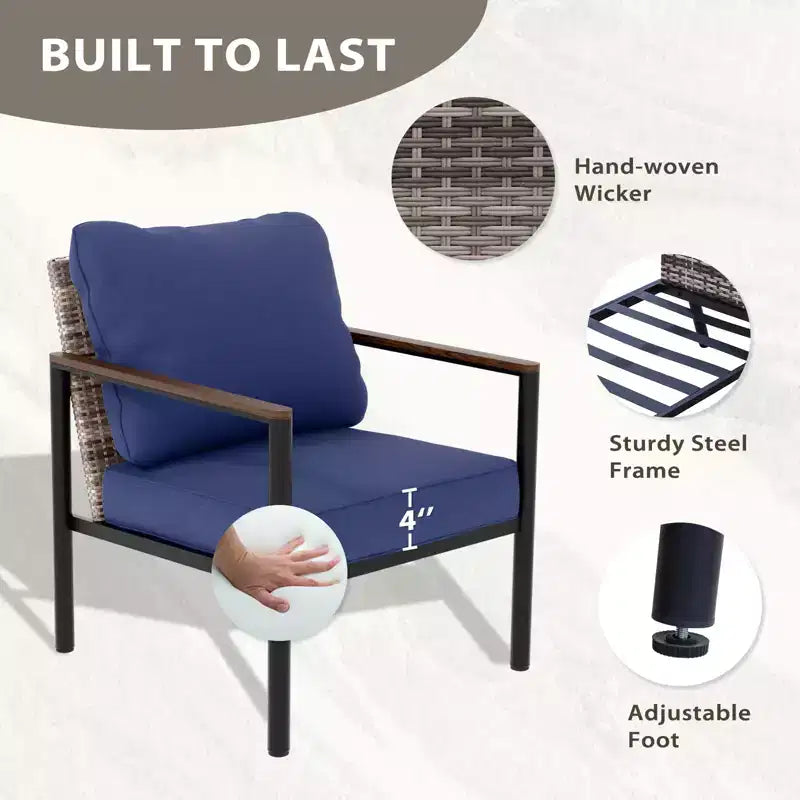 Set di mobili da esterno moderno EAGLE PEAK Sunset Dune Collection, set conversazione da patio in vimini da 5 pezzi con cuscini