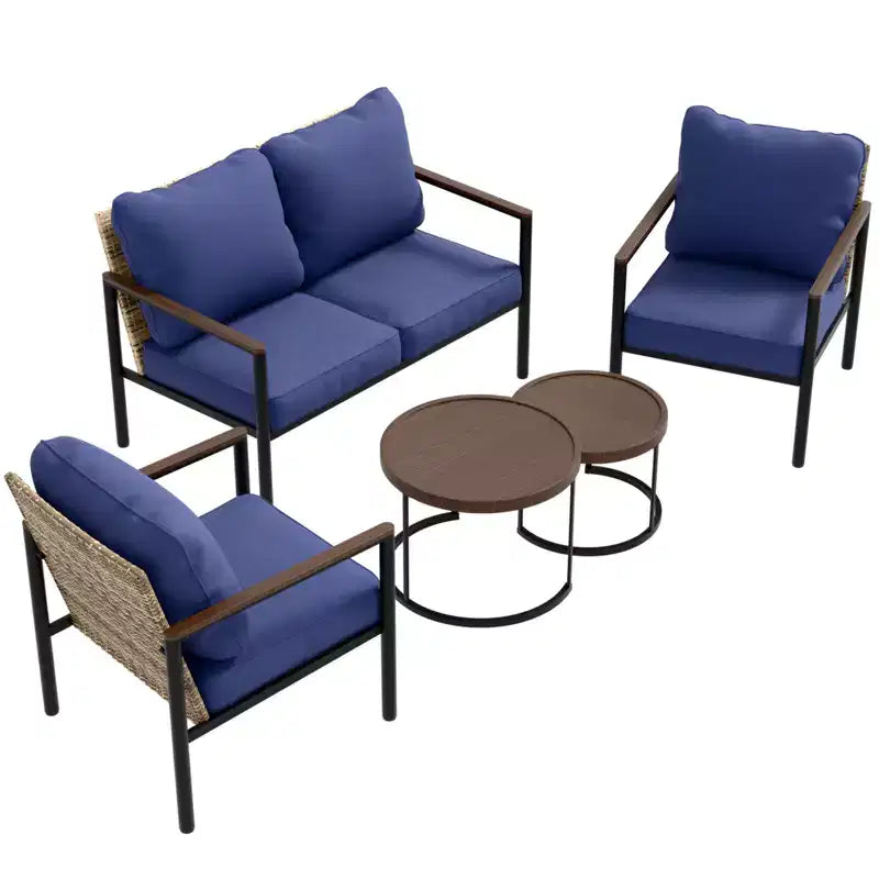 Set di mobili da esterno moderno EAGLE PEAK Sunset Dune Collection, set conversazione da patio in vimini da 5 pezzi con cuscini