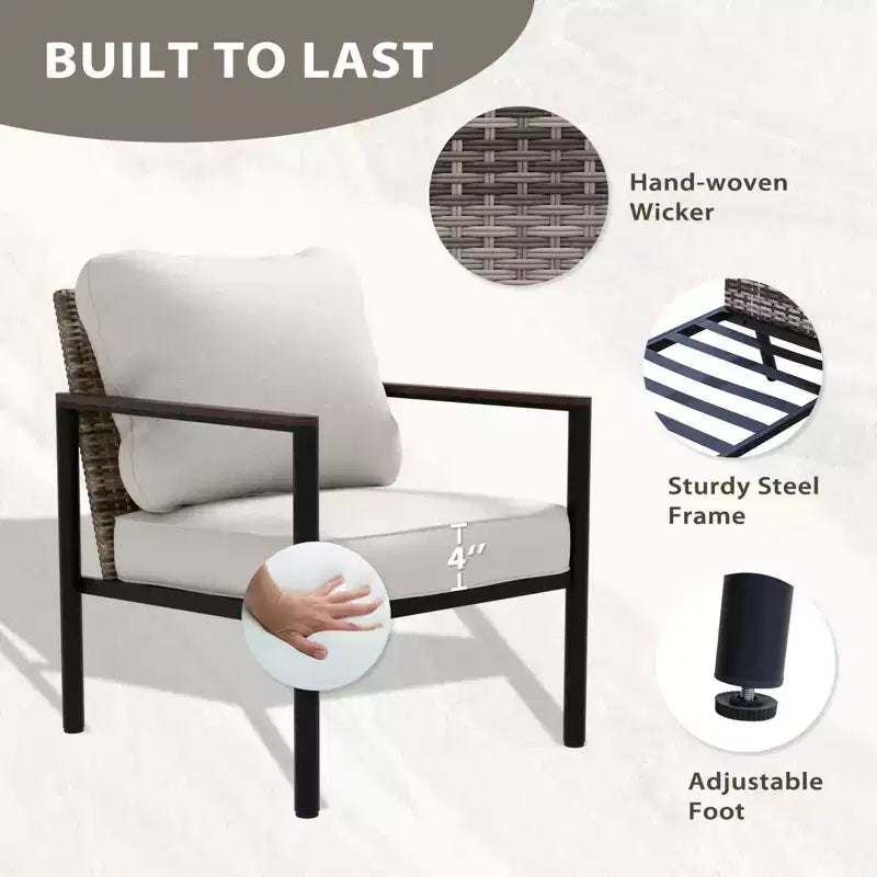Set di mobili da esterno moderno EAGLE PEAK Sunset Dune Collection, set conversazione da patio in vimini da 5 pezzi con cuscini