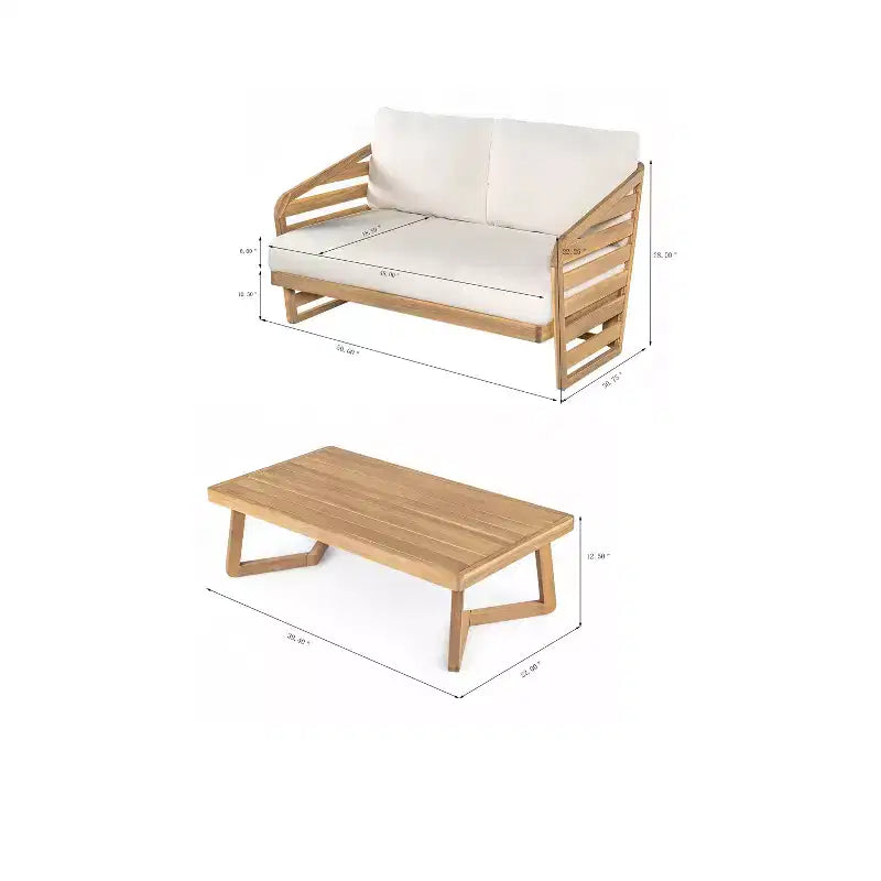 Christopher Knight Home Yantic Set Chioccolata Moderno da Esterno in Legno di Acacia con Divanetto e Tavolino da Caffè con Cuscino Impermeabile
