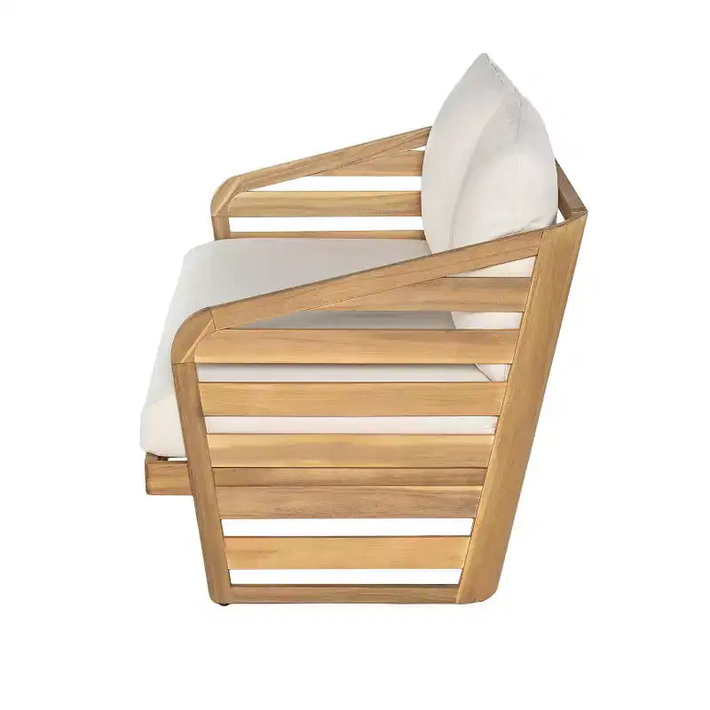 Christopher Knight Home Yantic Set Chioccolata Moderno da Esterno in Legno di Acacia con Divanetto e Tavolino da Caffè con Cuscino Impermeabile