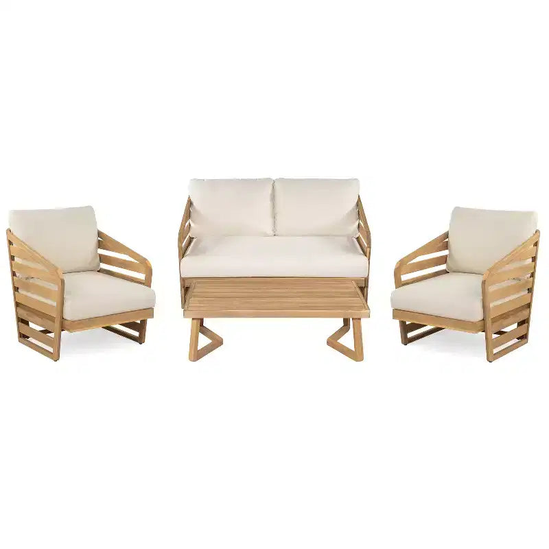 Christopher Knight Home Yantic Set da Salotto Moderno da Esterno a 4 Pezzi in Legno di Acacia con Cuscini Idrorepellenti