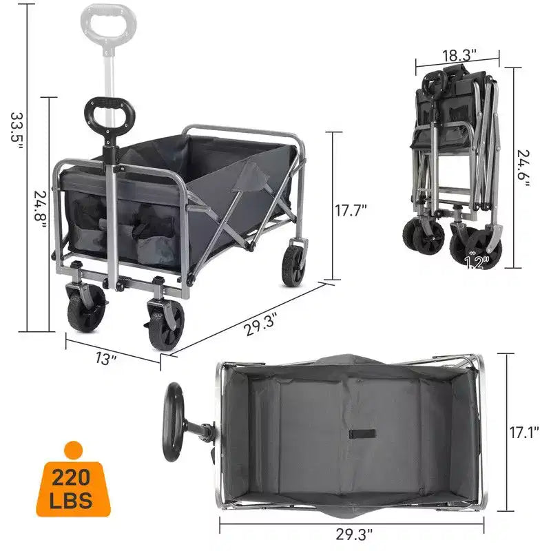 Carrello multiuso pieghevole nero, 1 persona, richiudibile