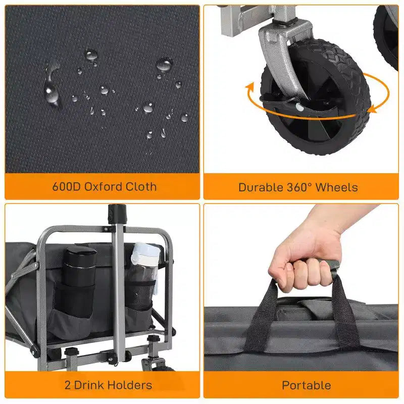 Carrello multiuso pieghevole nero, 1 persona, richiudibile