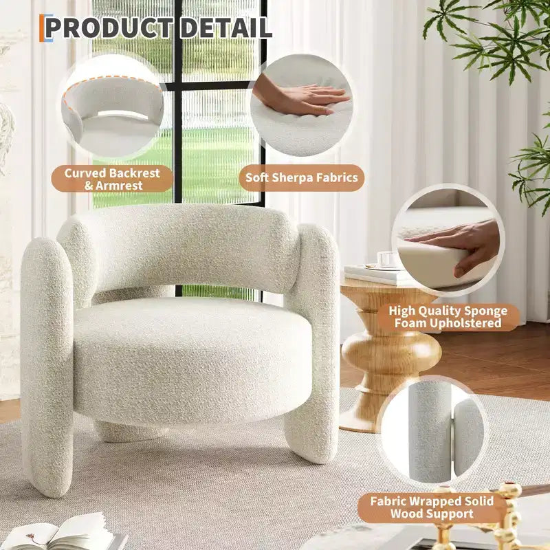 Poltrona d'accento in ciniglia grigio scuro/bianco, bracciolo arrotondato aperto, 1 posto
