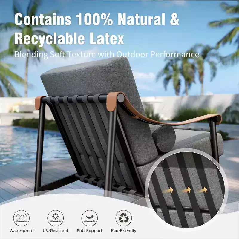 Captiva Designs Set Divano da Conversazione Moderno Lussuoso Fuori Misura per Esterni con Cuscino Extra Spesso e Tavolino da Caffè