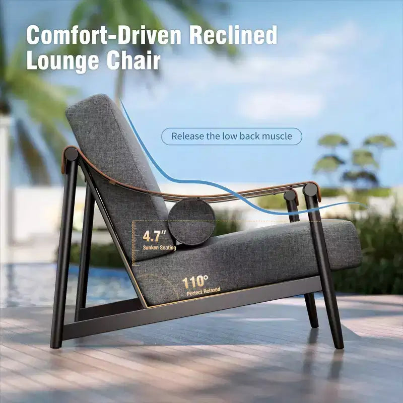 Captiva Designs Set Divano da Conversazione Moderno Lussuoso Fuori Misura per Esterni con Cuscino Extra Spesso e Tavolino da Caffè