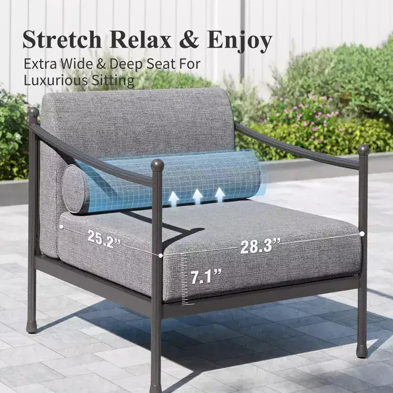 Captiva Designs Divano Oversize da Esterno per Patio, Set Conversazione Premium con Cuscini Extra Spessi e Tavolino da Caffè
