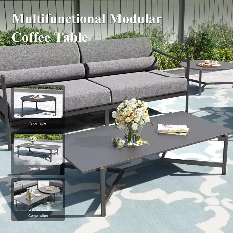 Captiva Designs Divano Oversize da Esterno per Patio, Set Conversazione Premium con Cuscini Extra Spessi e Tavolino da Caffè