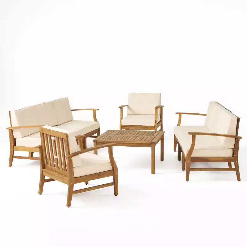 Christopher Knight Home Perla set da conversazione per esterni a 8 posti in legno di acacia con cuscini