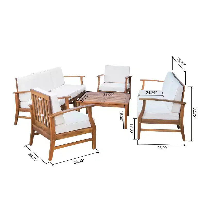 Christopher Knight Home Perla set da conversazione per esterni a 8 posti in legno di acacia con cuscini
