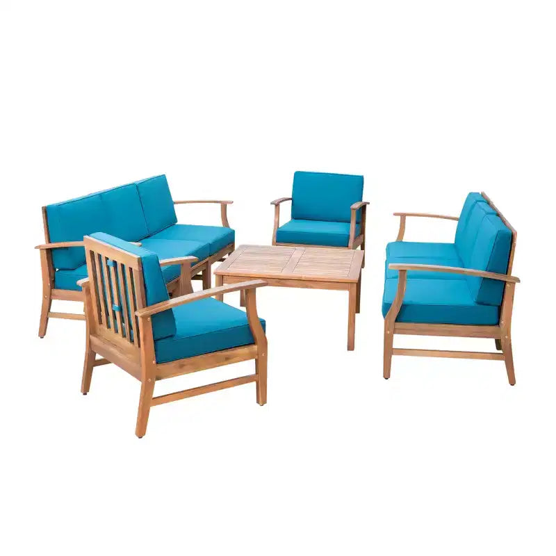 Christopher Knight Home Perla set da conversazione per esterni a 8 posti in legno di acacia con cuscini