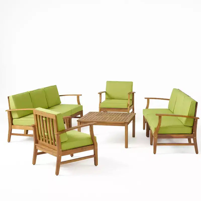 Christopher Knight Home Perla set da conversazione per esterni a 8 posti in legno di acacia con cuscini