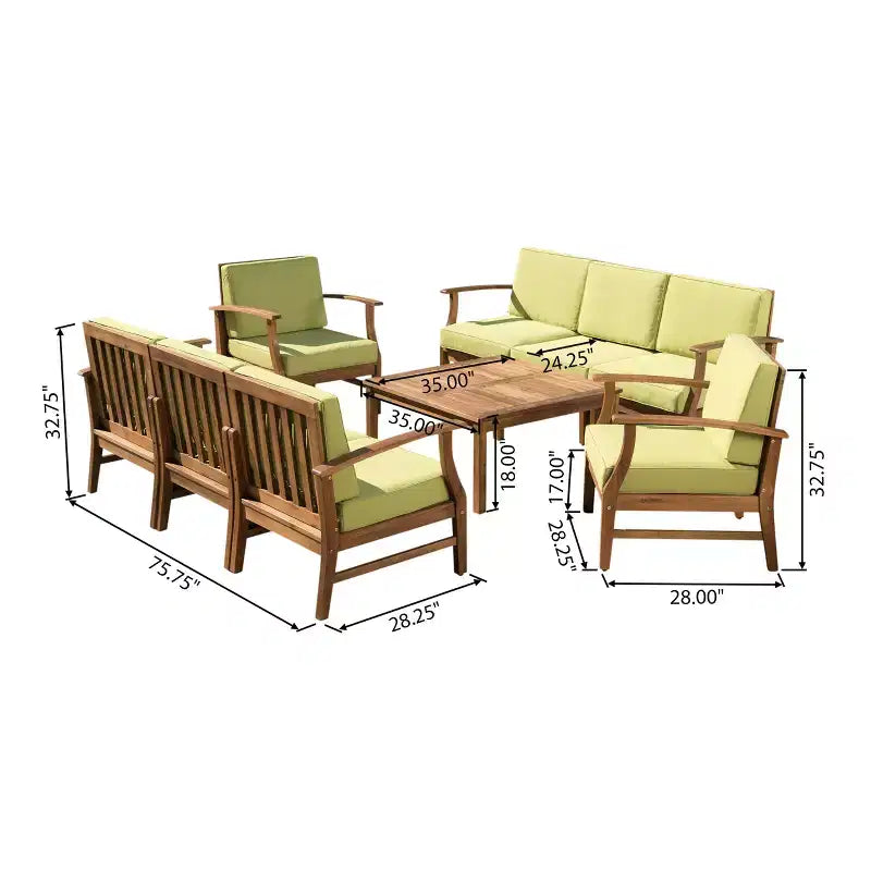 Christopher Knight Home Perla set da conversazione per esterni a 8 posti in legno di acacia con cuscini