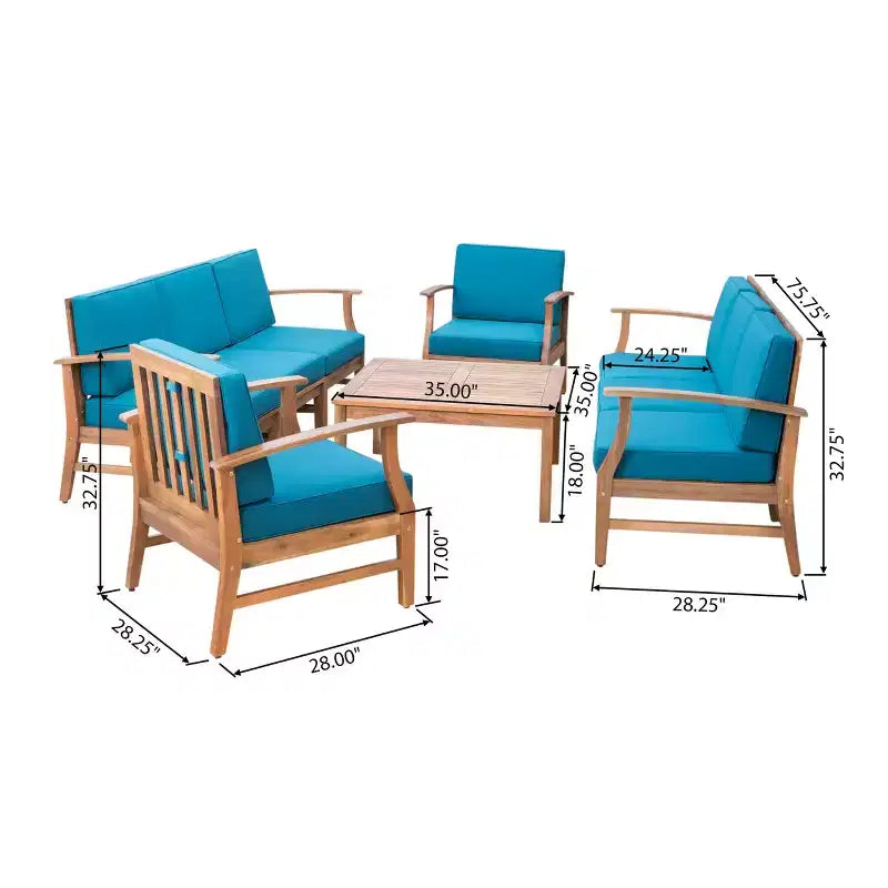 Christopher Knight Home Perla set da conversazione per esterni a 8 posti in legno di acacia con cuscini