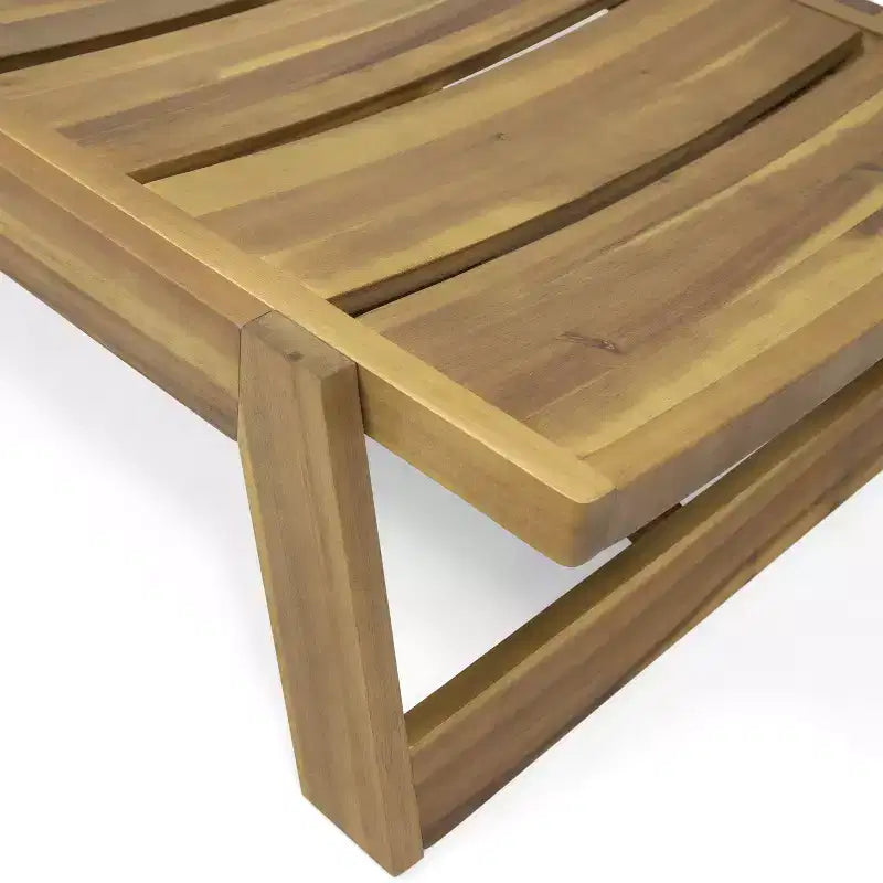 GDFStudio Karyme Set di 6 Pezzi da Esterno con Chaise Longue in Legno di Acacia e Tavolino Laterale