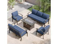 ALAULM Aluminum Patio Furniture Set 7-Seat Modern Metal Outdoor Conversation Sets w/45in Propane Fire Pit Table