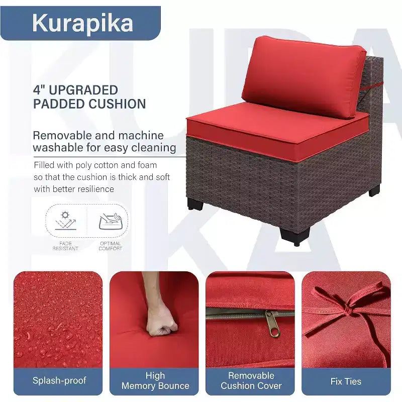 Set di mobili da patio ALAULM 8 pezzi, set da conversazione per esterni in vimini di rattan, set divano mobile