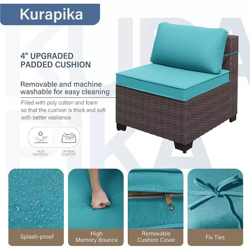 Set di mobili da patio ALAULM 8 pezzi, set da conversazione per esterni in vimini di rattan, set divano mobile