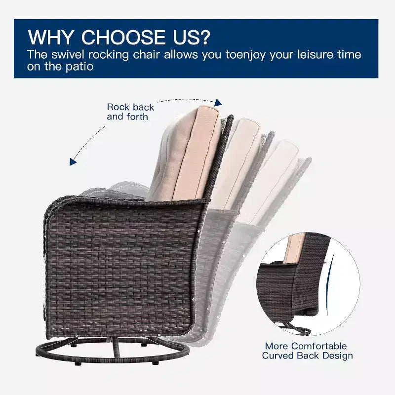 ALAULM Set di Mobili da Esterno da 11 Pezzi per Patio, Salotto da Esterno in Rattan con Tavolo a Focolare a Propano da 109 cm