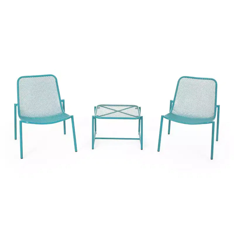 Christopher Knight Home Bucknell Set da 3 Pezzi da Conversazione Moderno in Metallo per Esterni