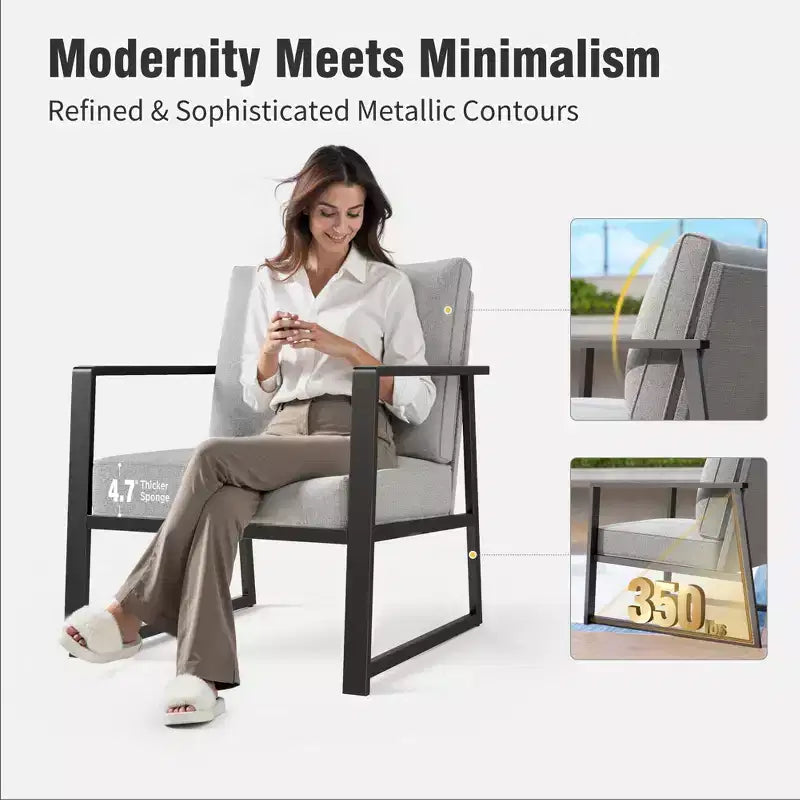 Captiva Designs Moderno Set da Salotto da Esterno con Struttura in Metallo e Tavolino da Caffè