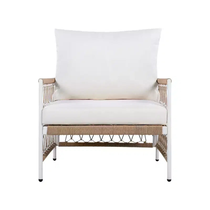 Set da salotto da esterno 3 pezzi in corda intrecciata con tavolino in vetro Christopher Knight Home Delphine Bohemian