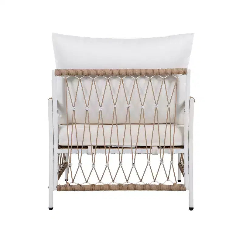 Set da salotto da esterno 3 pezzi in corda intrecciata con tavolino in vetro Christopher Knight Home Delphine Bohemian