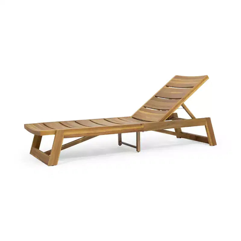Christopher Knight Home Bruce Set Sdraio e Tavolino Regolabili da Esterno in Legno di Acacia con Design a Doghe