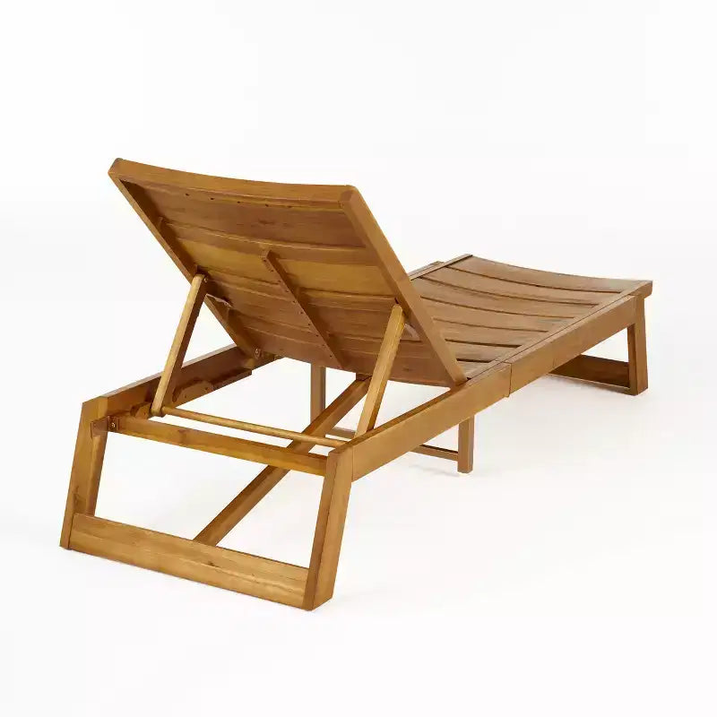 Christopher Knight Home Bruce Set Sdraio e Tavolino Regolabili da Esterno in Legno di Acacia con Design a Doghe
