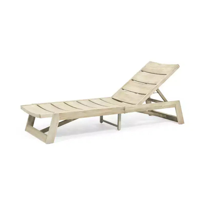 Christopher Knight Home Bruce Set Sdraio e Tavolino Regolabili da Esterno in Legno di Acacia con Design a Doghe