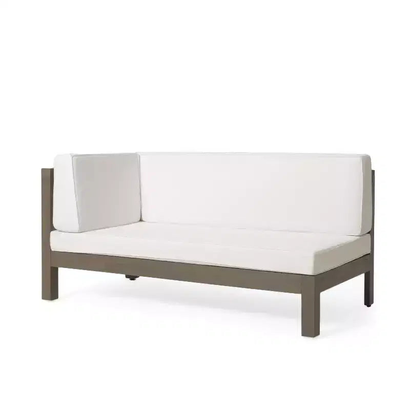 Christopher Knight Home George, set sezionale da esterno da 5 pezzi in legno di acacia con tavolino da caffè e cuscini